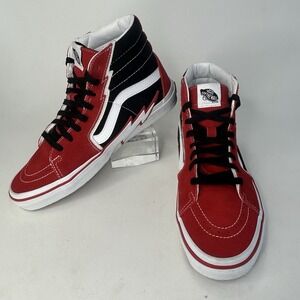 VANS Sk8 Hi Bolt Black Racing Red Mens 10 Skater High Top Sneaker Bred 721454